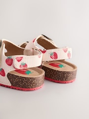 Cream Strawberry Standard Fit (F) Corkbed Double Two Strap Sandals - Image 4 of 6