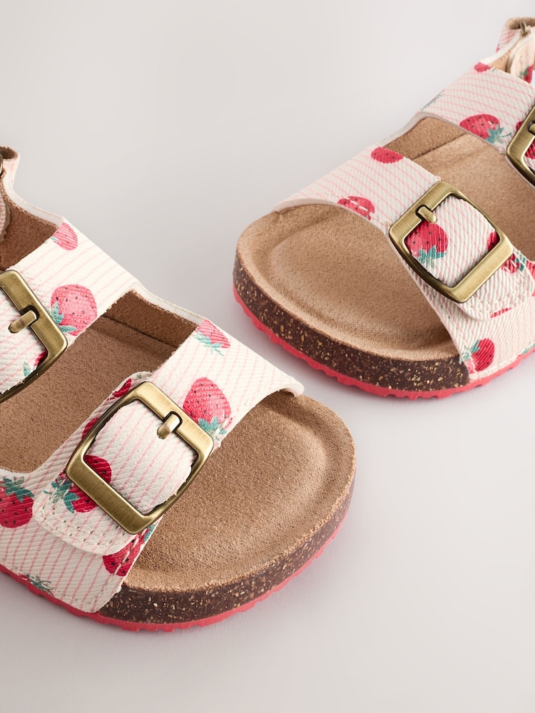 Cream Strawberry Standard Fit (F) Corkbed Double Two Strap Sandals - Image 6 of 6