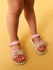 Pink Animal Print Buckle Sandals - Image 1 of 8