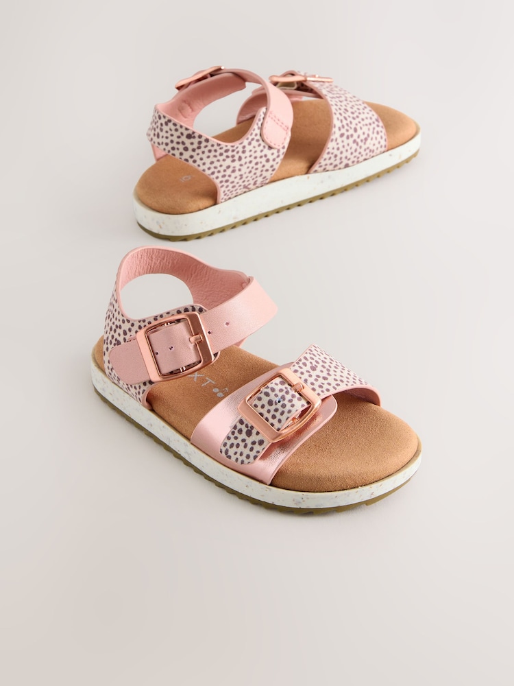 Pink Animal Print Buckle Sandals - Image 4 of 8