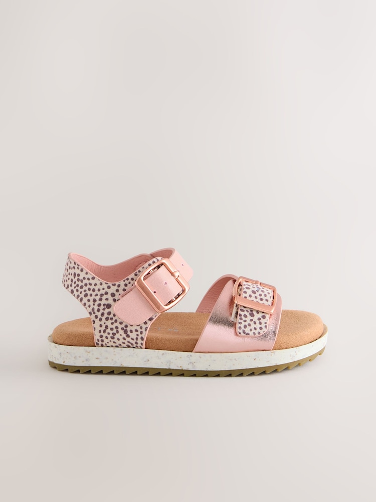 Pink Animal Print Buckle Sandals - Image 5 of 8