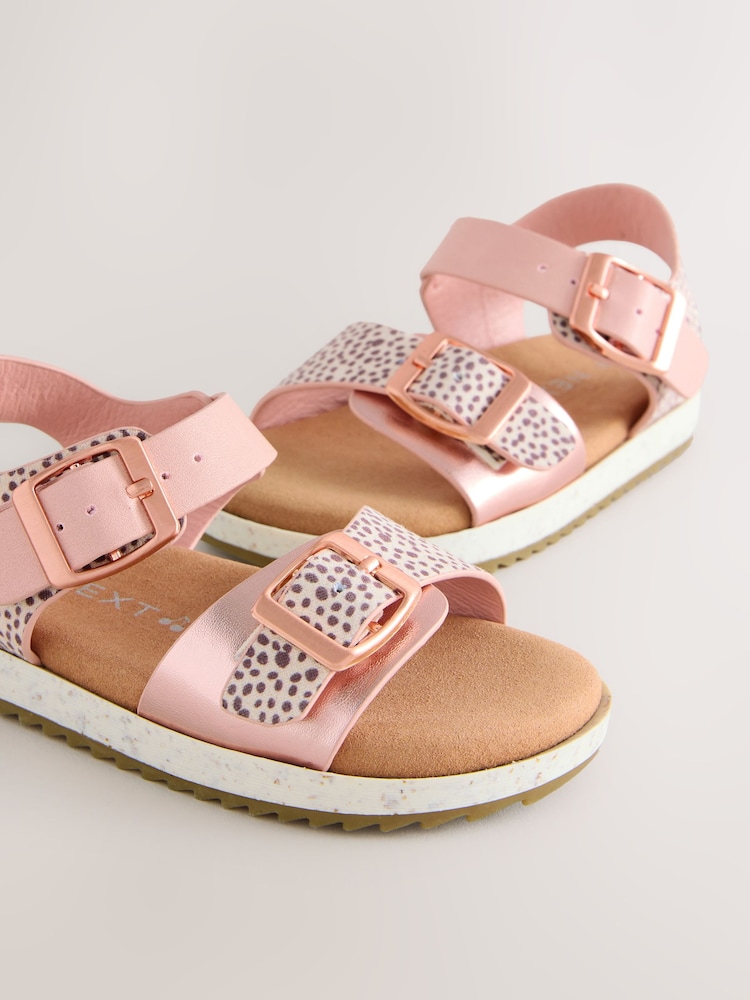 Pink Animal Print Buckle Sandals - Image 6 of 8
