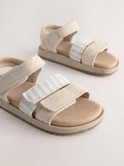 Neutral Stripe Buckle Sandals - Image 1 of 5