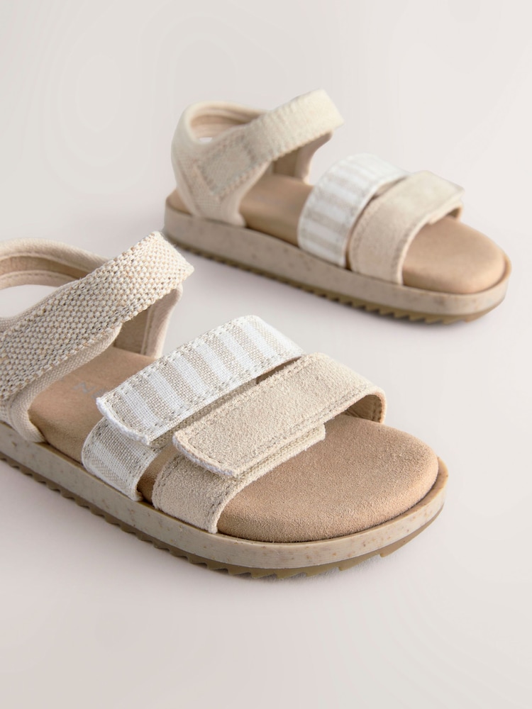 Neutral Stripe Buckle Sandals - Image 1 of 5