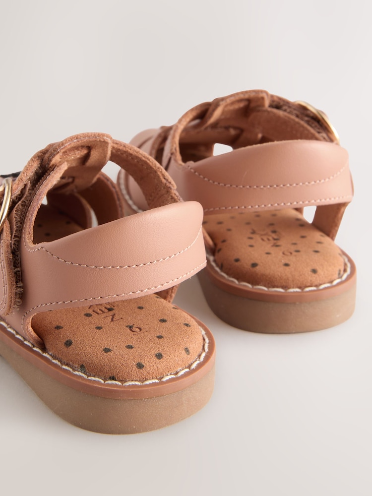 Tan Brown Strawberry Leather Fisherman Sandals - Image 4 of 5