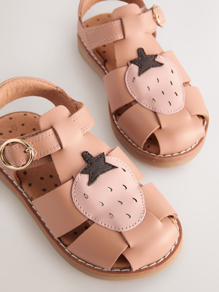 Tan Brown Strawberry Leather Fisherman Sandals - Image 5 of 5