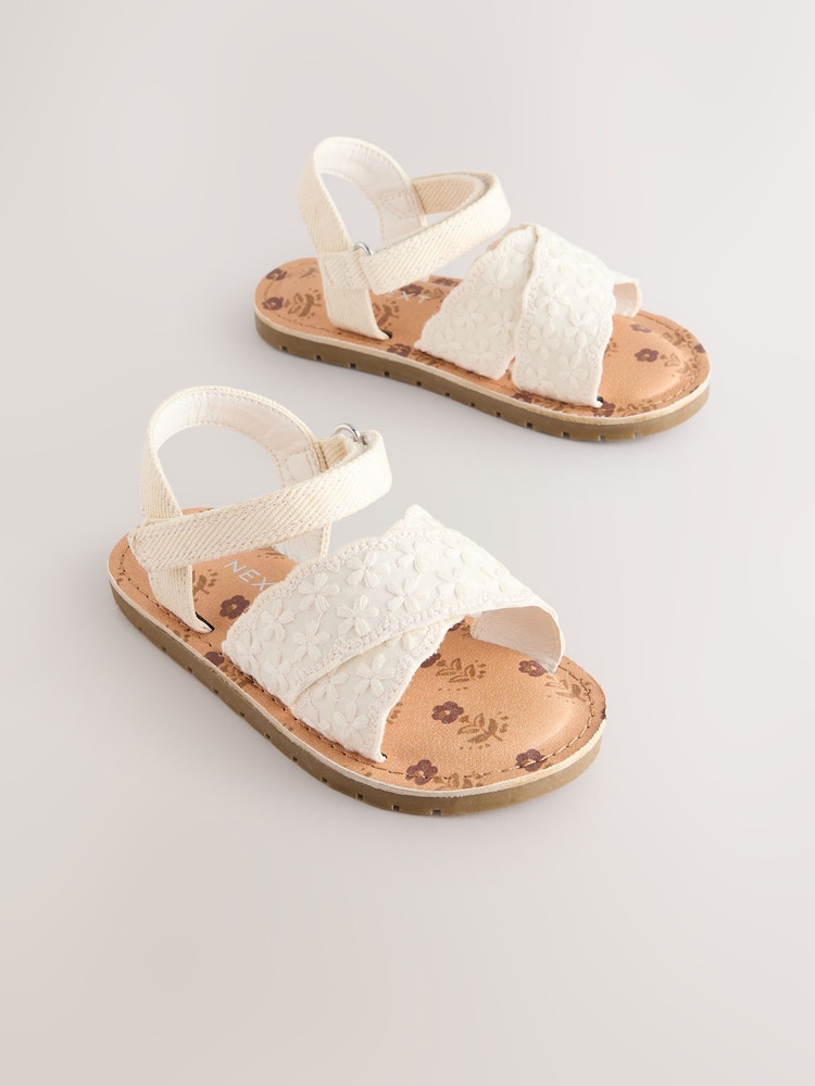White Broderie Sandals - Image 1 of 5