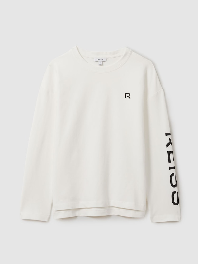 Reiss White May Cotton Blend Logo Top - Image 2 of 6