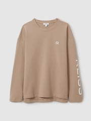 Reiss Neutral May Cotton Blend Logo Top - Image 2 of 6