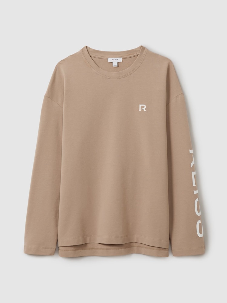 Reiss Neutral May Cotton Blend Logo Top - Image 2 of 6