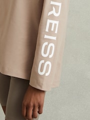 Reiss Neutral May Cotton Blend Logo Top - Image 3 of 6