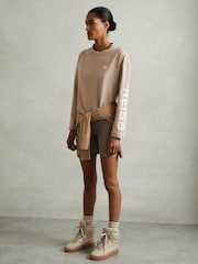 Reiss Neutral May Cotton Blend Logo Top - Image 5 of 6