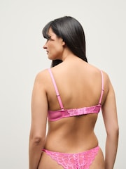 Bright Pink Plunge Pretty Floral Print Lace Bra - Image 11 of 15