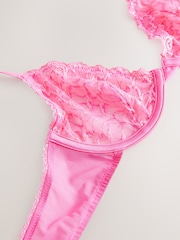 Bright Pink Plunge Pretty Floral Print Lace Bra - Image 14 of 15