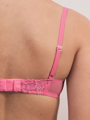 Bright Pink Plunge Pretty Floral Print Lace Bra - Image 9 of 9