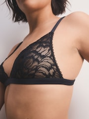 Black Bralette Pretty Floral Print Lace Bra - Image 5 of 5