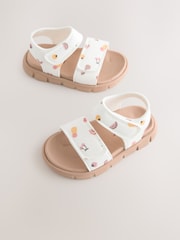 White Fruit Print Neoprene Touch Fastening Sandals - Image 1 of 5