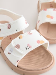 White Fruit Print Neoprene Touch Fastening Sandals - Image 3 of 5