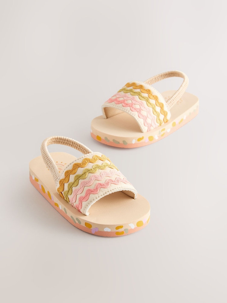 Neutral Ric Rac Elastic Back Sliders - Image 4 of 8
