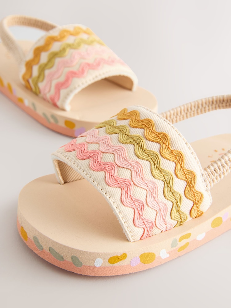 Neutral Ric Rac Elastic Back Sliders - Image 6 of 8