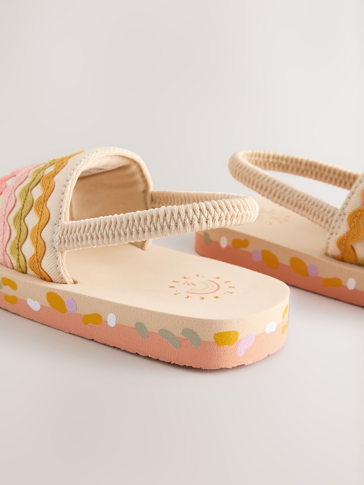 Neutral Ric Rac Elastic Back Sliders - Image 7 of 8