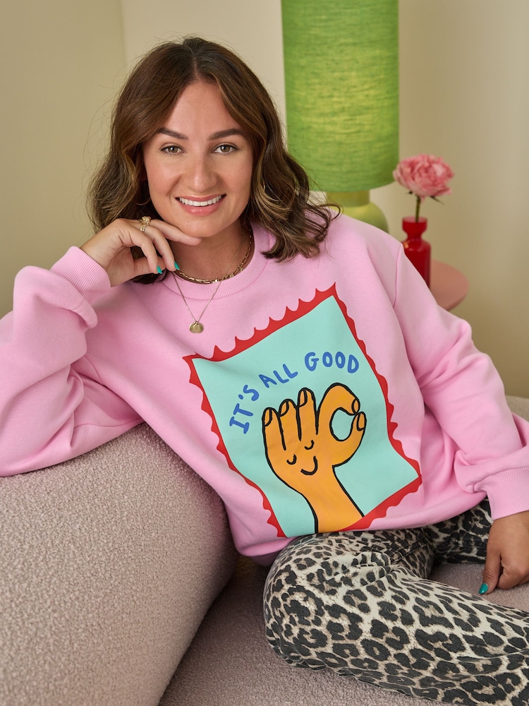 Eleanor Bowmer Pink It's All Good Oversized Sweatshirt - Image 1 of 5