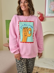 Eleanor Bowmer Pink It's All Good Oversized Sweatshirt - Image 2 of 5