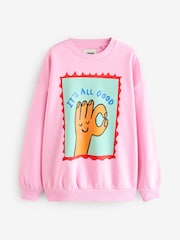 Eleanor Bowmer Pink It's All Good Oversized Sweatshirt - Image 5 of 5