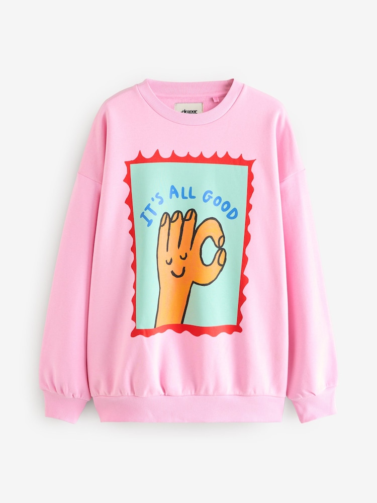 Eleanor Bowmer Pink It's All Good Oversized Sweatshirt - Image 5 of 5