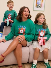 Eleanor Bowmer Green Christmas Santa Claws Oversized Sweatshirt - Image 1 of 14