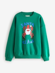 Eleanor Bowmer Green Christmas Santa Claws Oversized Sweatshirt - Image 12 of 14