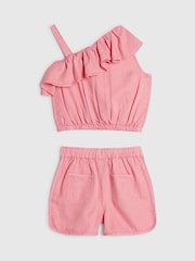 River Island Pink Tencel Aysmmetric Top & Shorts Set - Image 2 of 4