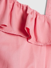River Island Pink Tencel Aysmmetric Top & Shorts Set - Image 3 of 4