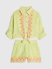 River Island Embroidered Shirt & Shorts Set - 4의 이미지 1