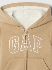 Marrón - Sudadera con capucha, cremallera y forro de sherpa con el logotipo de Gap (6 meses - 5 años) - Imagen 3 de 3
