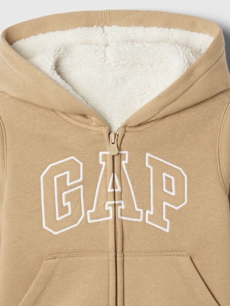 Gap Brown Logo Sherpa-Lined Zip Hoodie (6mths-5yrs) - Image 3 of 3 Gap Brown Logo Sherpa-Lined Zip Hoodie (6mths-5yrs) - Image 3 of 3