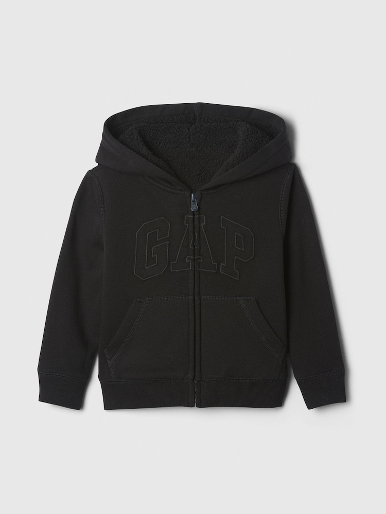 Gap Black Logo Sherpa-Lined Zip Hoodie (6mths-5yrs) - Image 1 of 3