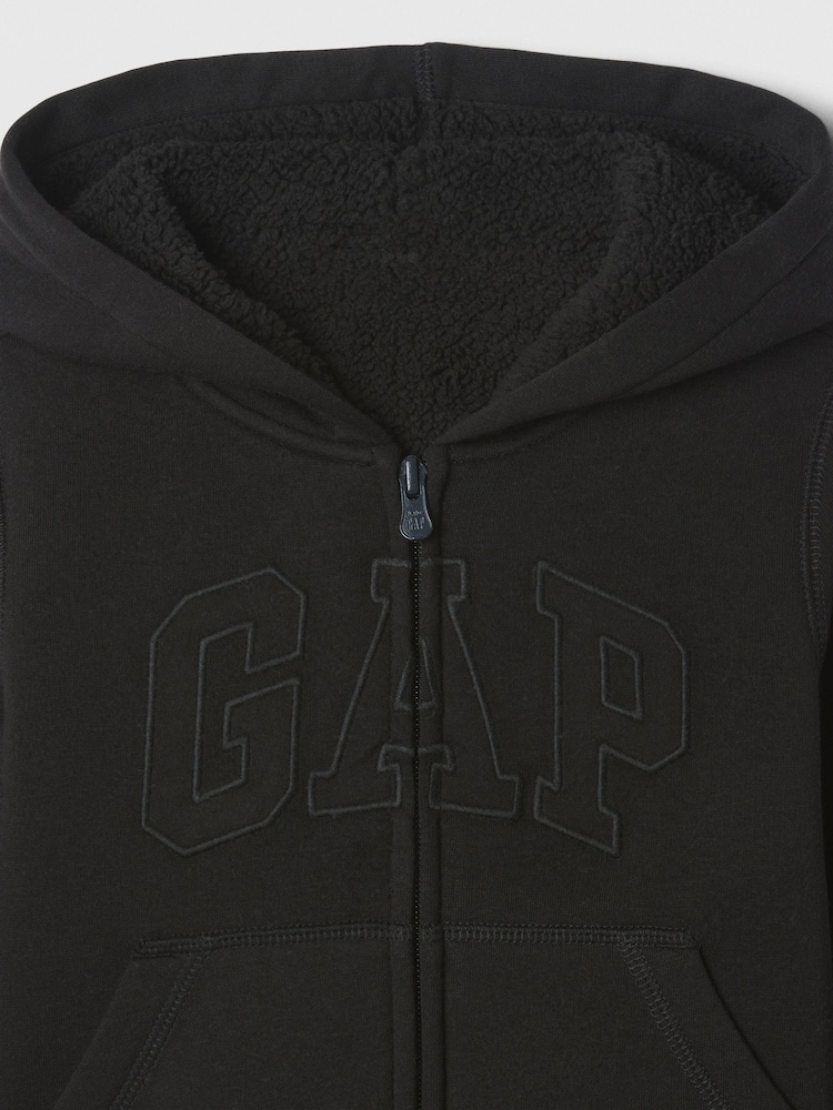 Gap Black Logo Sherpa-Lined Zip Hoodie (6mths-5yrs) - Image 3 of 3