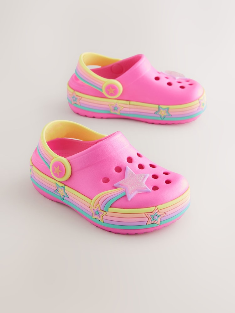Bright Pink Star Light Up Clogs - Image 2 of 6