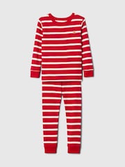 Gap Red Stripe Organic Brushed Cotton Christmas Pyjama Set (12mths-5yrs) - Image 1 of 2