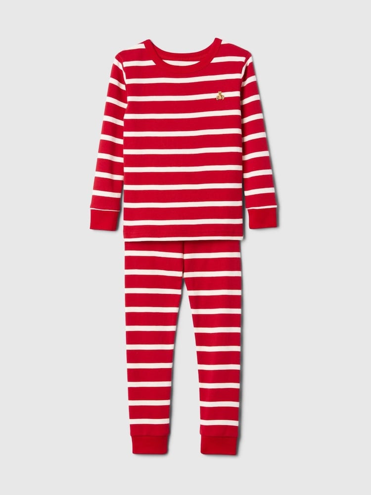 Gap Red Stripe Organic Brushed Cotton Christmas Pyjama Set (12mths-5yrs) - Image 1 of 2