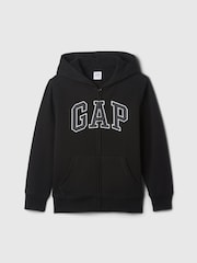 Gap Black Logo Sherpa-Lined Zip-Up Hoodie (4-13yrs) - Image 1 of 3