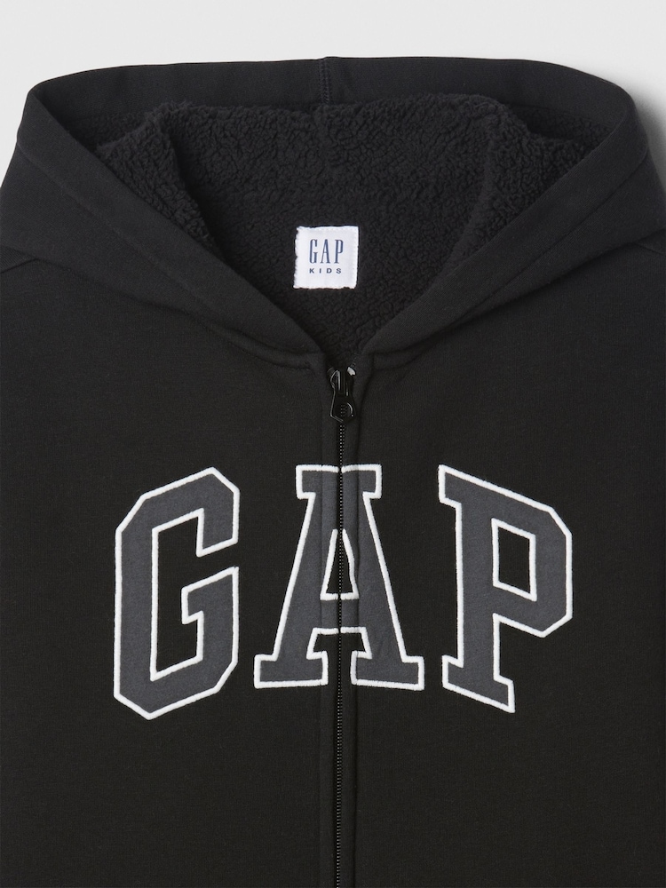 Gap Black Logo Sherpa-Lined Zip-Up Hoodie (4-13yrs) - Image 3 of 3