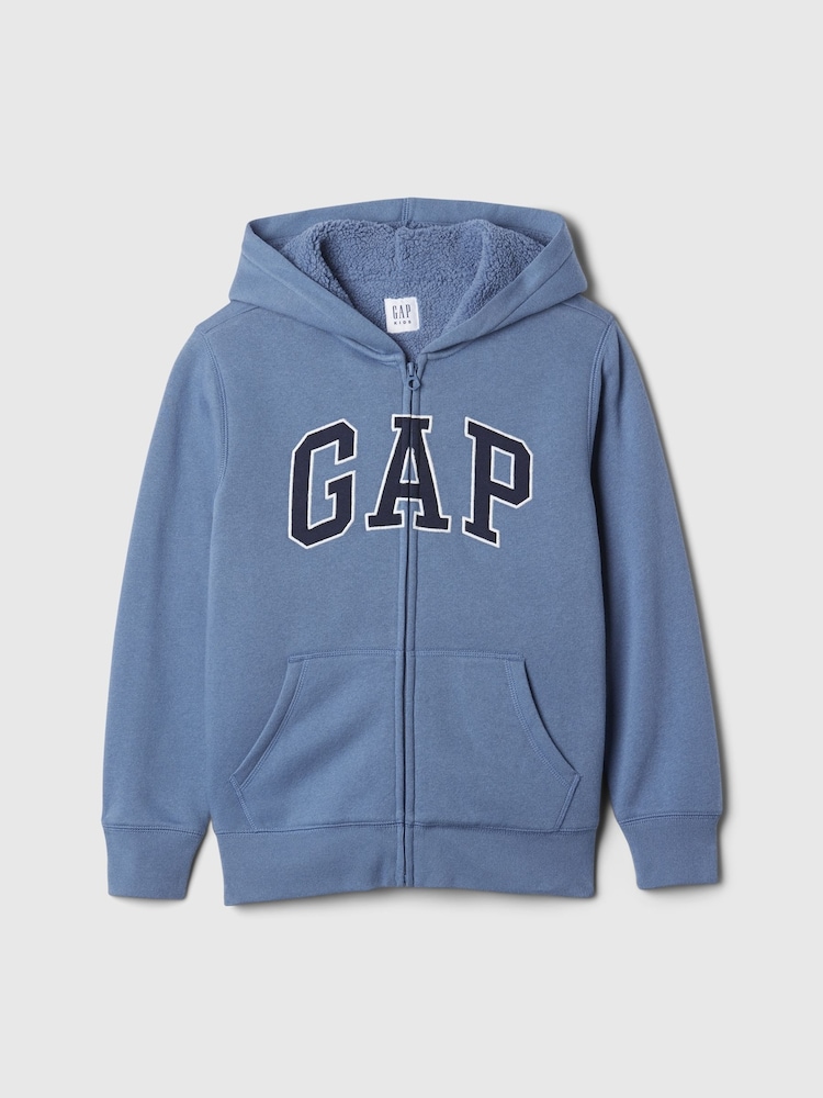 Gap Blue Logo Sherpa-Lined Zip-Up Hoodie (4-13yrs) - Image 1 of 3