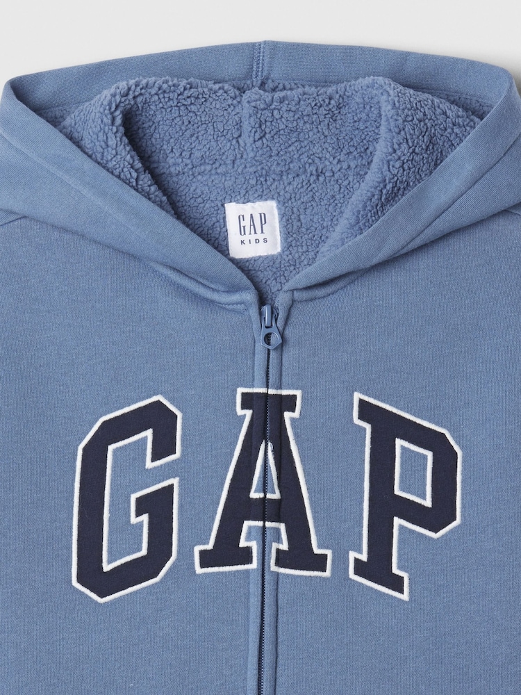 Gap Blue Logo Sherpa-Lined Zip-Up Hoodie (4-13yrs) - Image 3 of 3