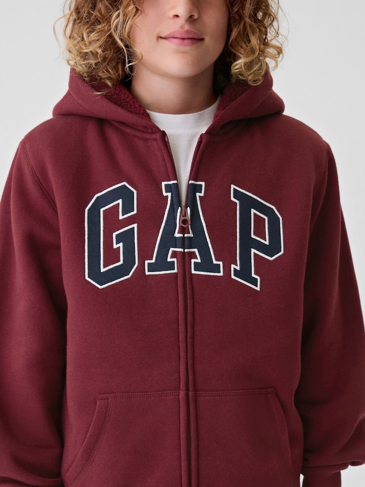 Buy Gap Red Logo Sherpa-Lined Zip-Up Hoodie (4-13yrs) from Next