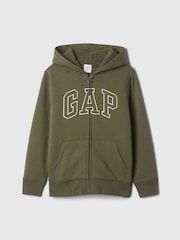 Gap Green Logo Sherpa-Lined Zip-Up Hoodie (4-13yrs) - Image 1 of 3