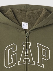Gap Green Logo Sherpa-Lined Zip-Up Hoodie (4-13yrs) - Image 3 of 3