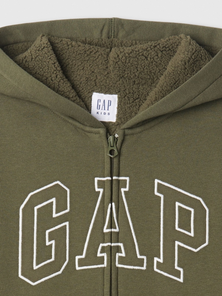 Gap Green Logo Sherpa-Lined Zip-Up Hoodie (4-13yrs) - Image 3 of 3