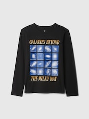 Gap Black Space Long Sleeve Crew Neck Graphic T-Shirt (4-13yrs) - Image 1 of 3